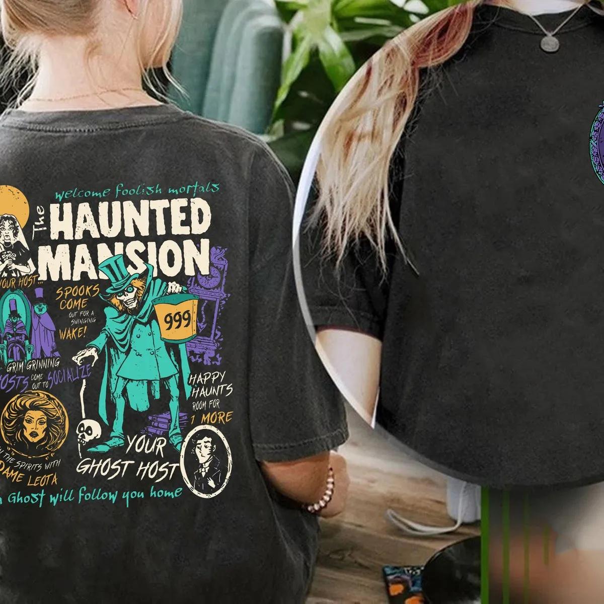 2 Sided Haunted Mansion Mirror Welcome Foolish Mortal Shirt 2