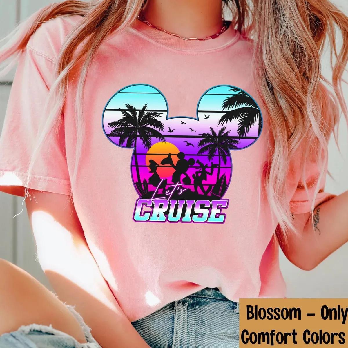 80s Synthwave Mickey And Friends Lets Cruise Shirt 5