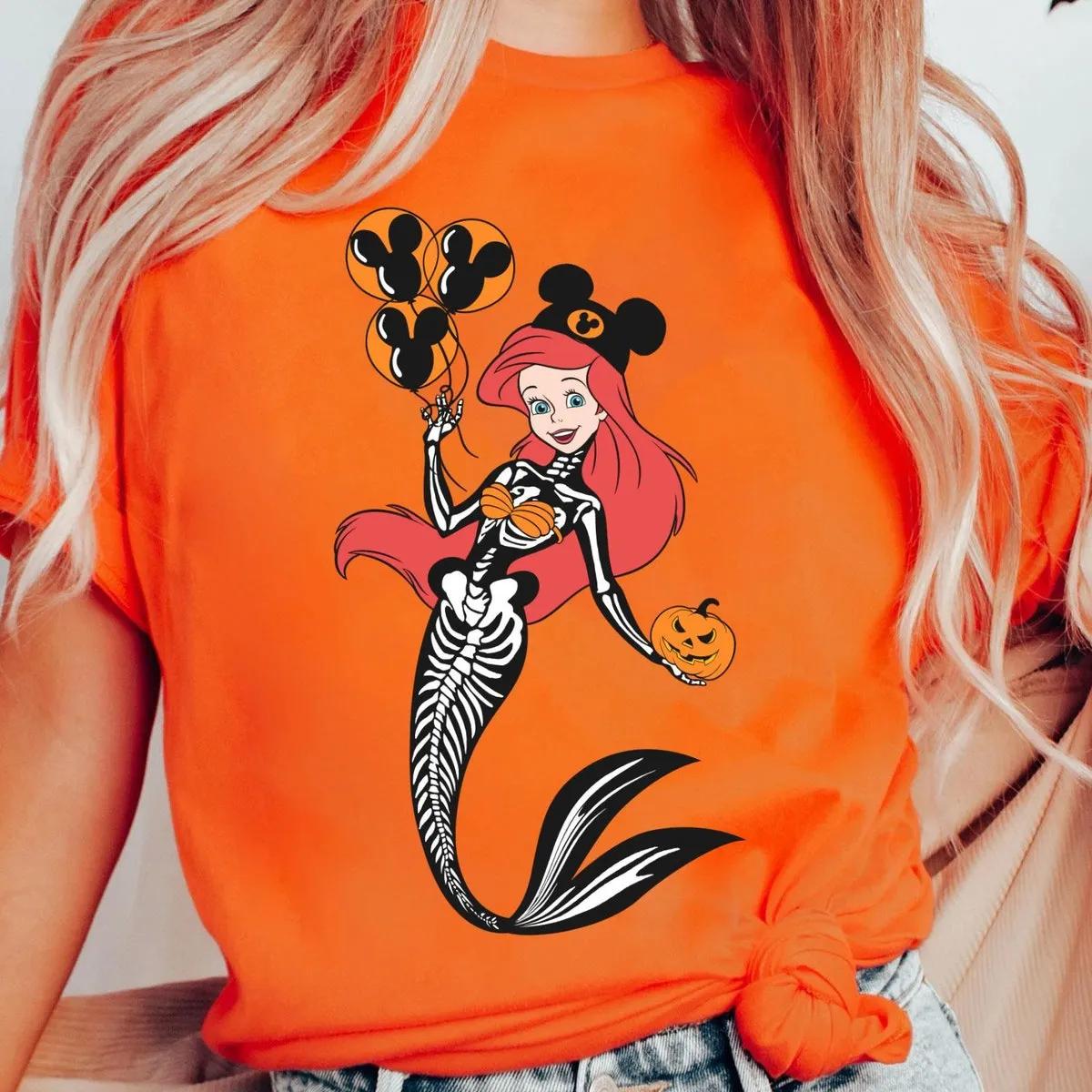 Ariel Princess Skeleton Costume Disney Halloween Shirt 2