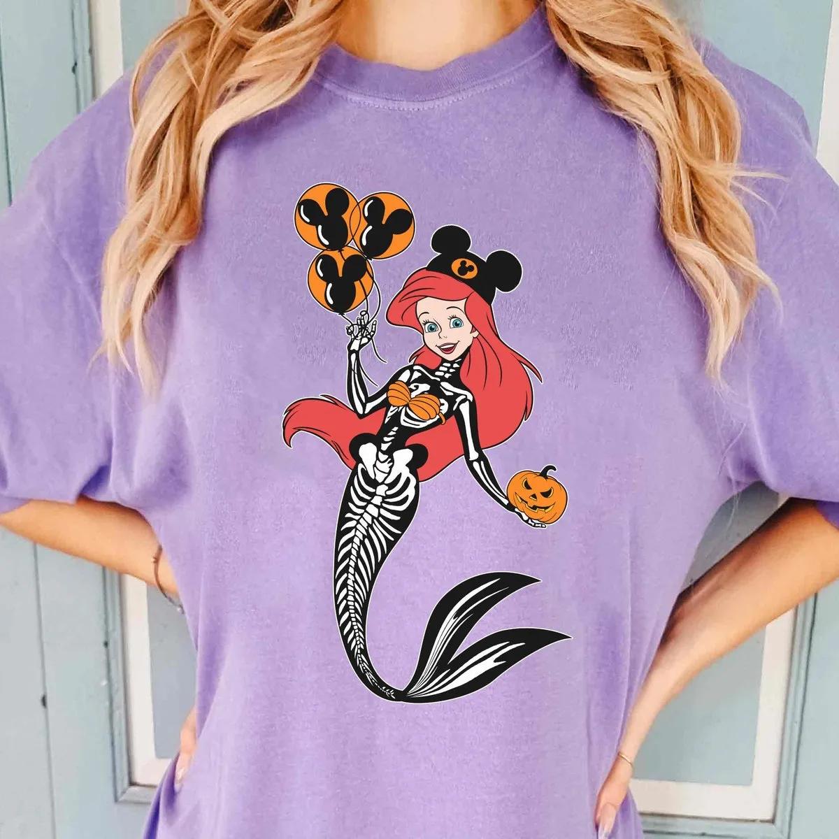 Ariel Princess Skeleton Costume Disney Halloween Shirt 3