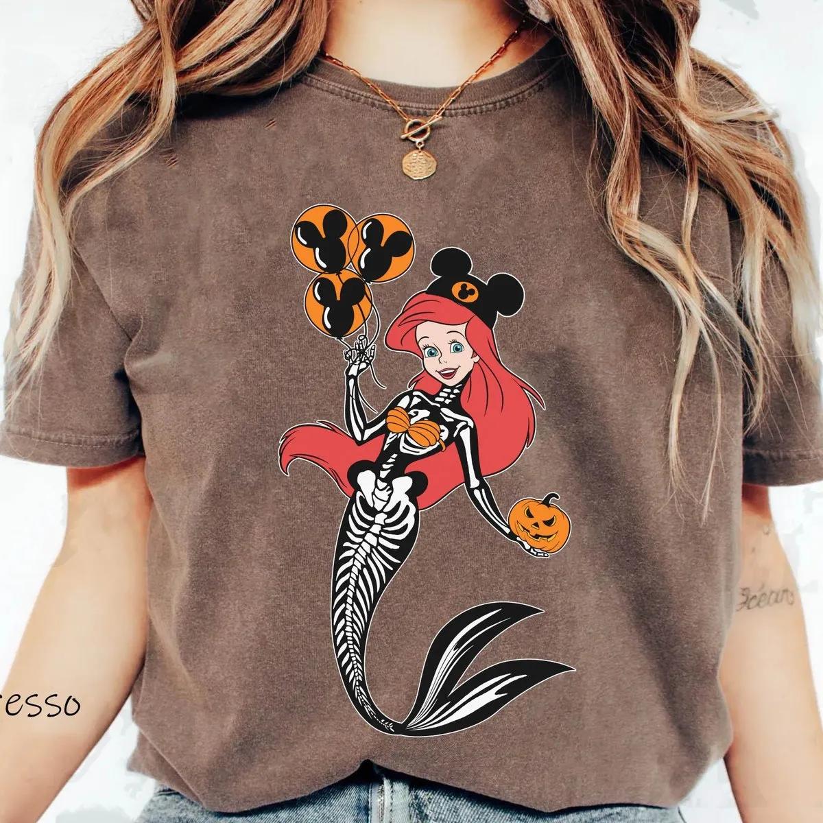 Ariel Princess Skeleton Costume Disney Halloween Shirt 4