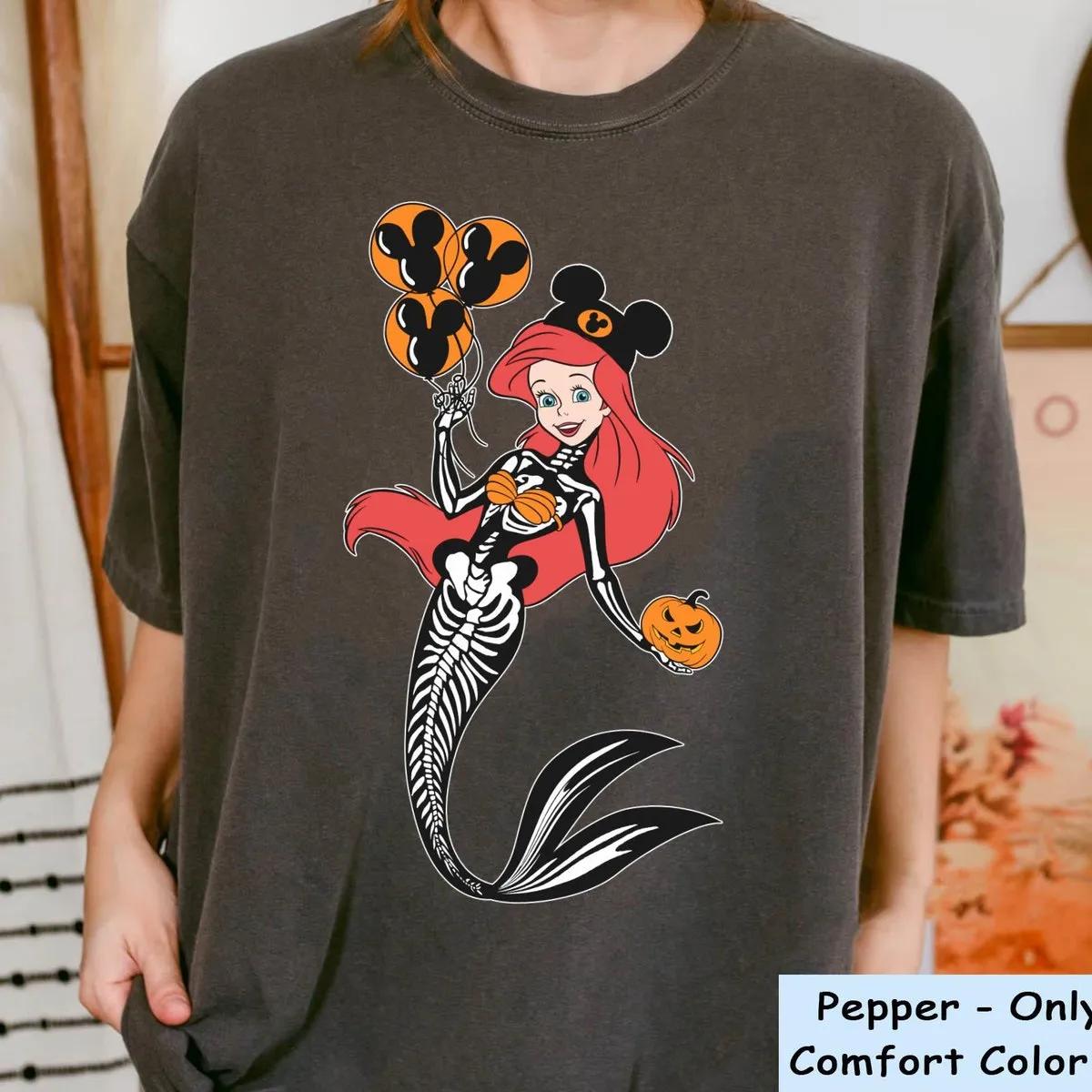 Ariel Princess Skeleton Costume Disney Halloween Shirt 6