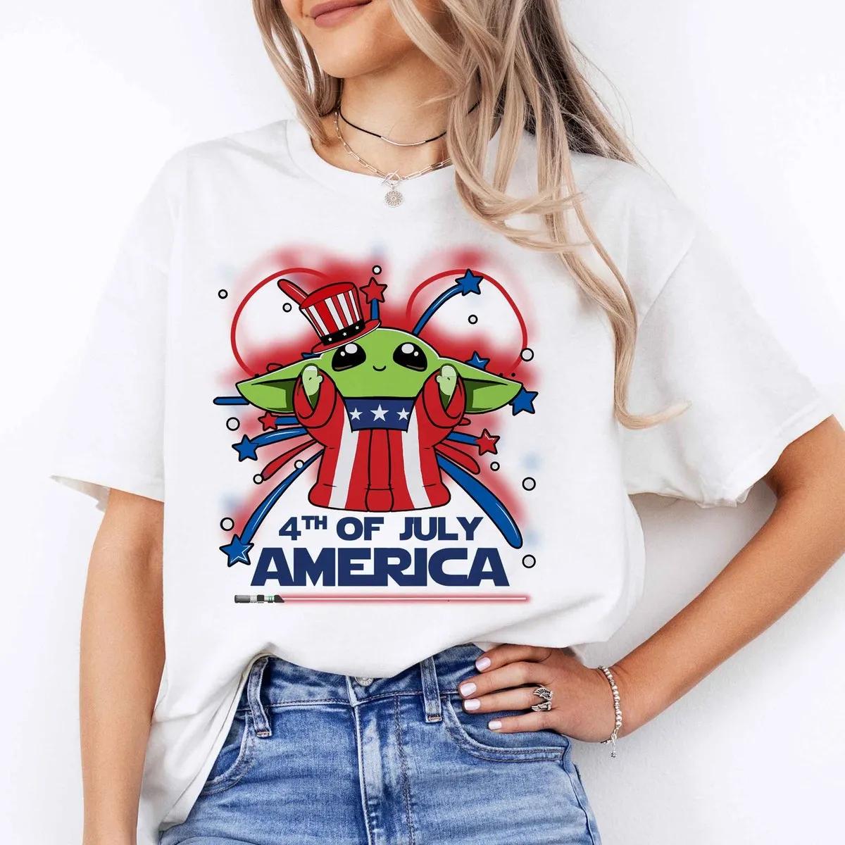 Baby Yoda 4th Of July Shirt Disney American Grogu Shirt 1 1