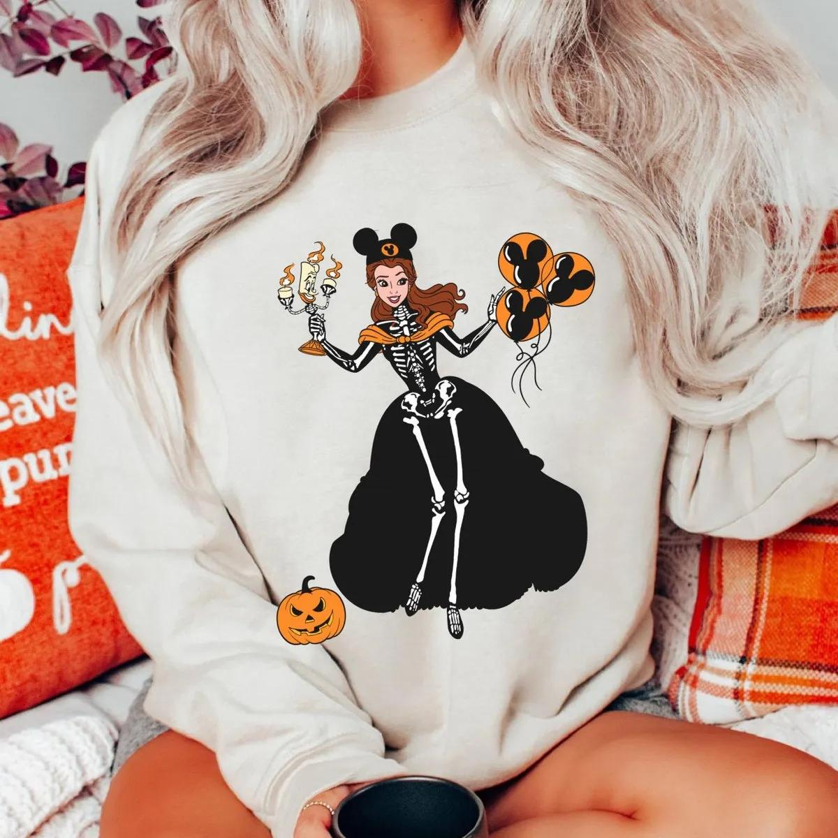 Belle Princess Skeleton Costume Halloween Shirt 1