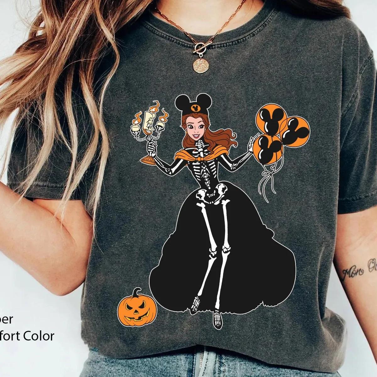 Belle Princess Skeleton Costume Halloween Shirt 2