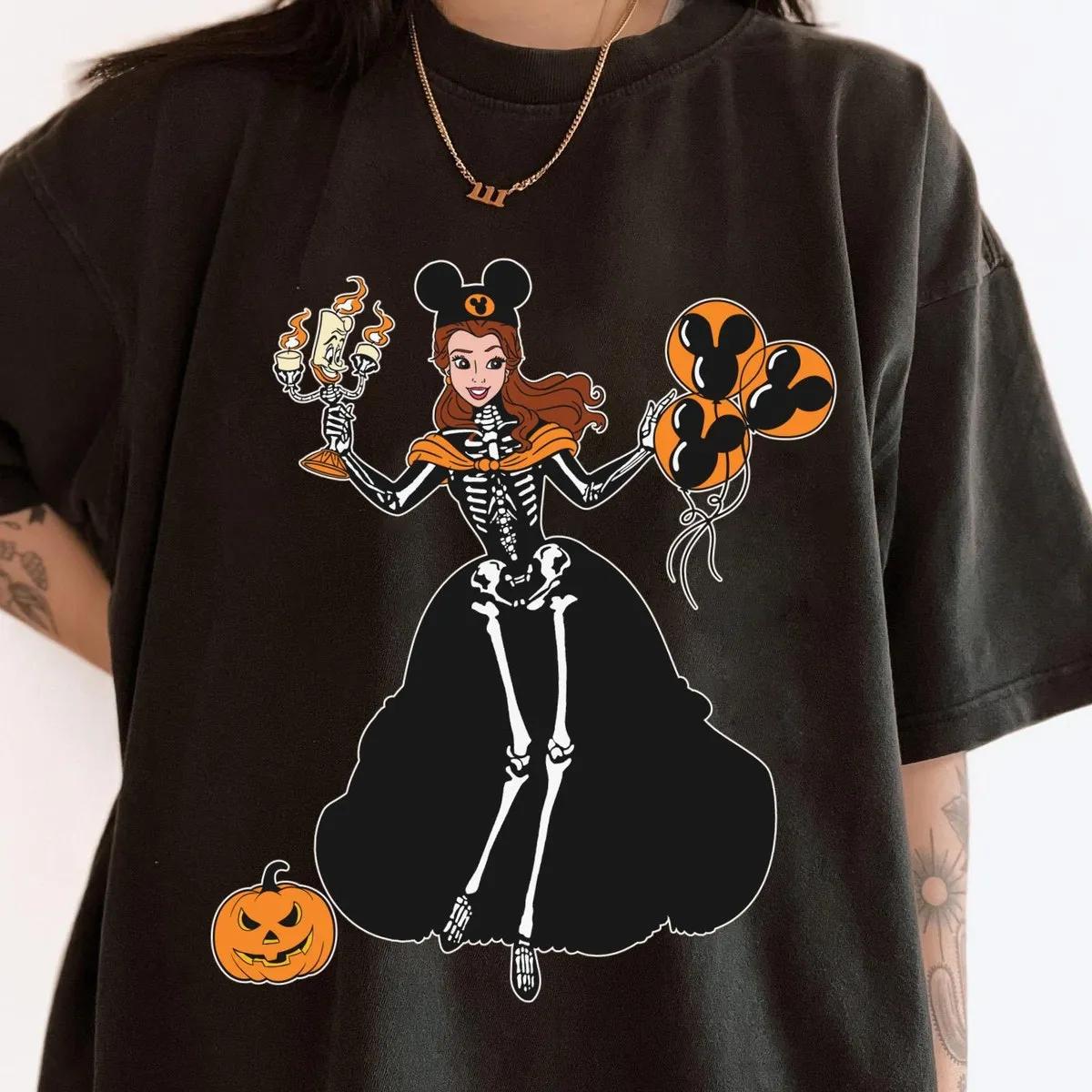 Belle Princess Skeleton Costume Halloween Shirt 3