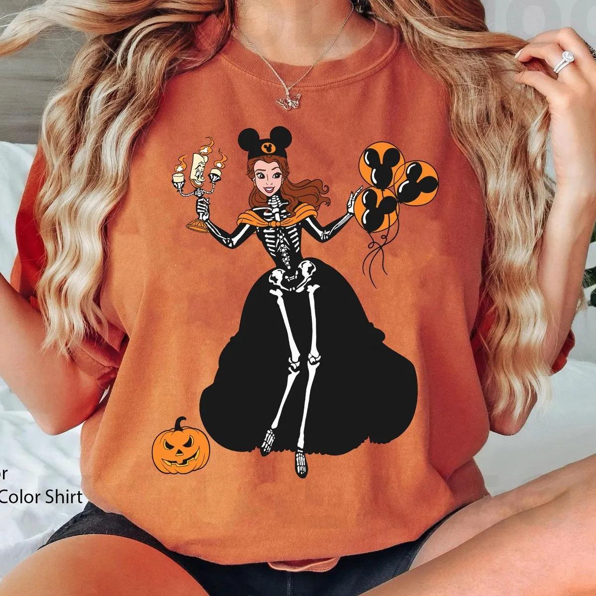 Belle Princess Skeleton Costume Halloween Shirt 4