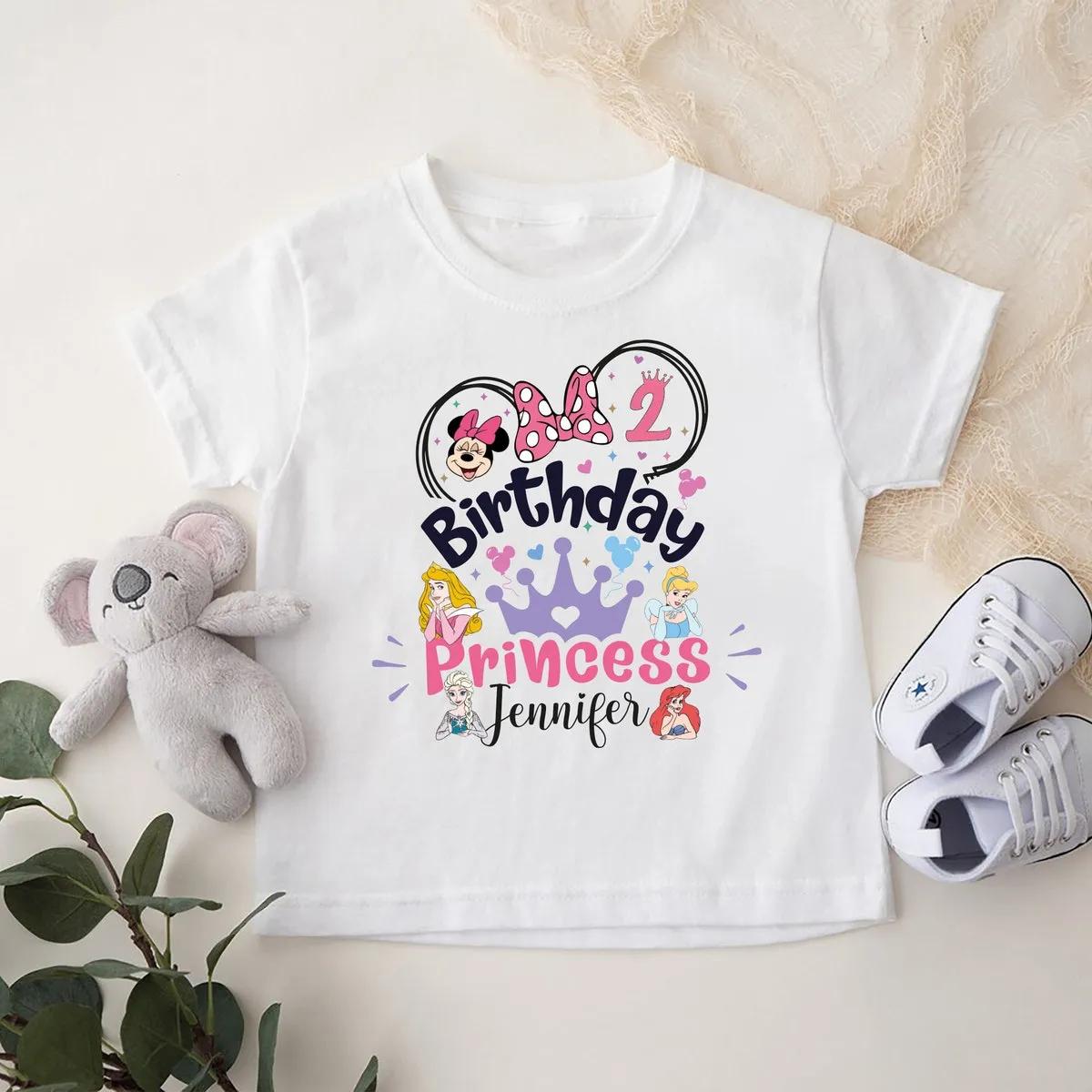 Birthday Disney Princess Shirt Custom Birthday Kids Girl Tee 2 1