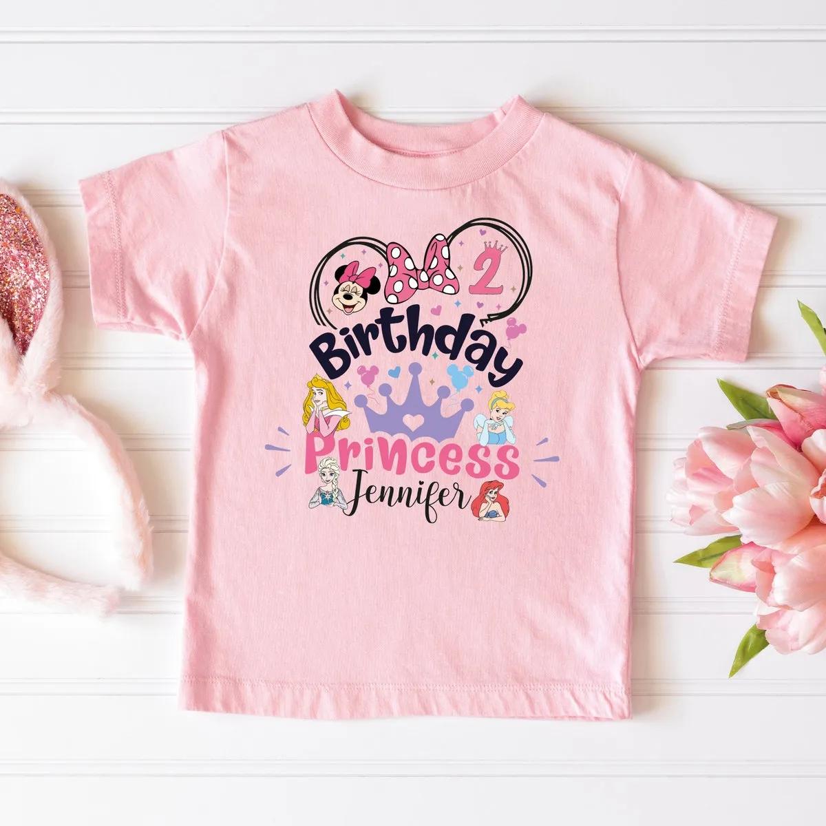 Birthday Disney Princess Shirt Custom Birthday Kids Girl Tee 3 1