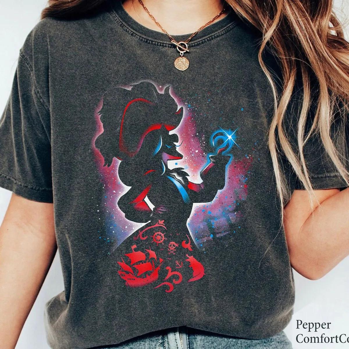 Caption Hook Portrait Silhouette Disney Villain Vintage Shirt 2 1