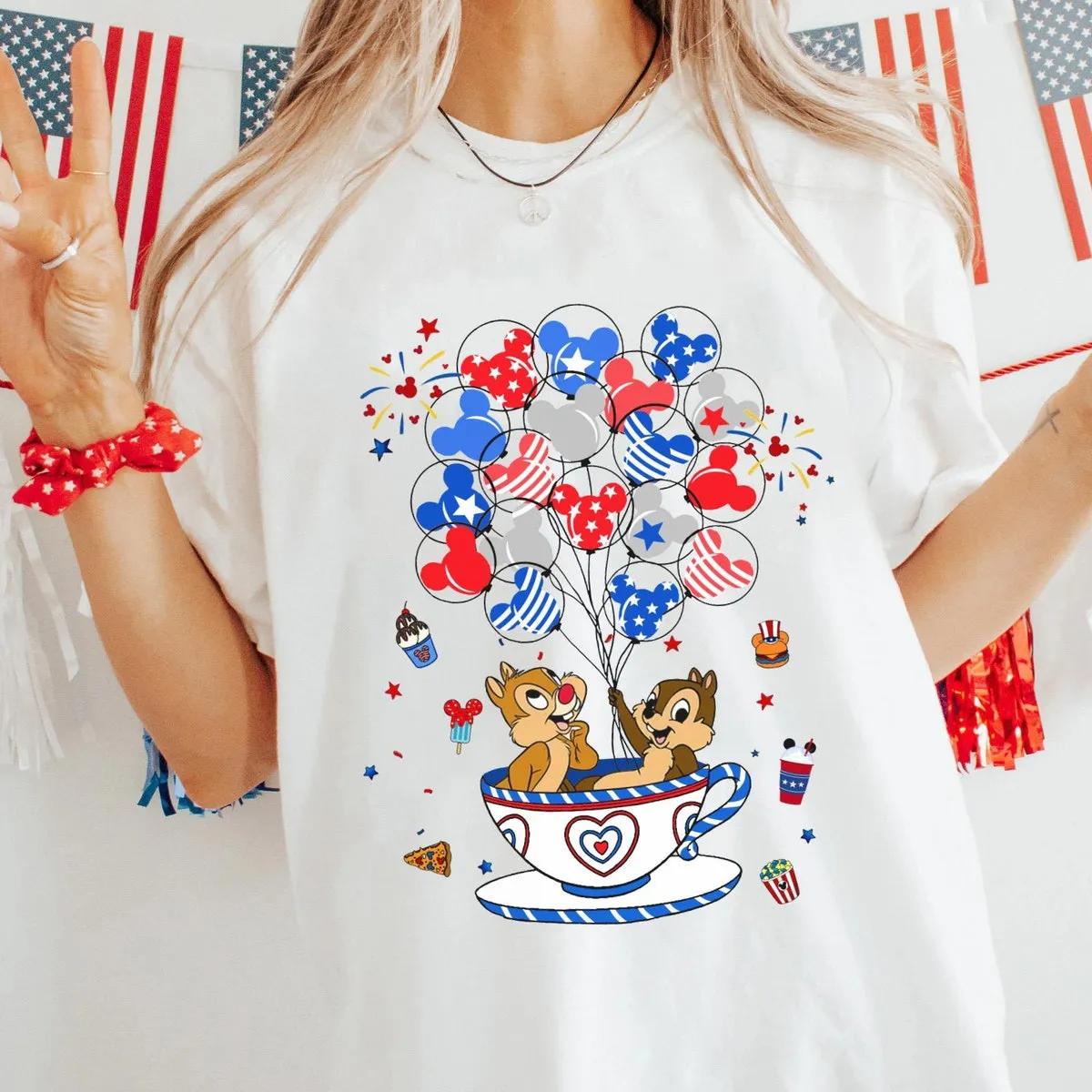 Chip n Dale Patriotic Mickey Balloon Tea Cup Shirt 1