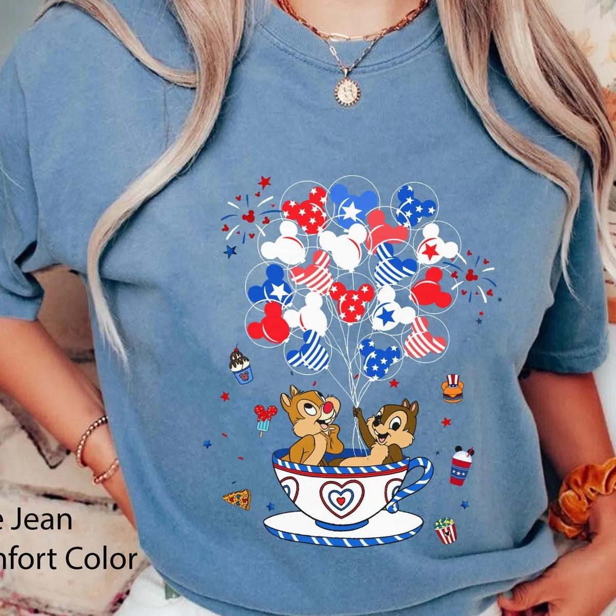 Chip n Dale Patriotic Mickey Balloon Tea Cup Shirt 4