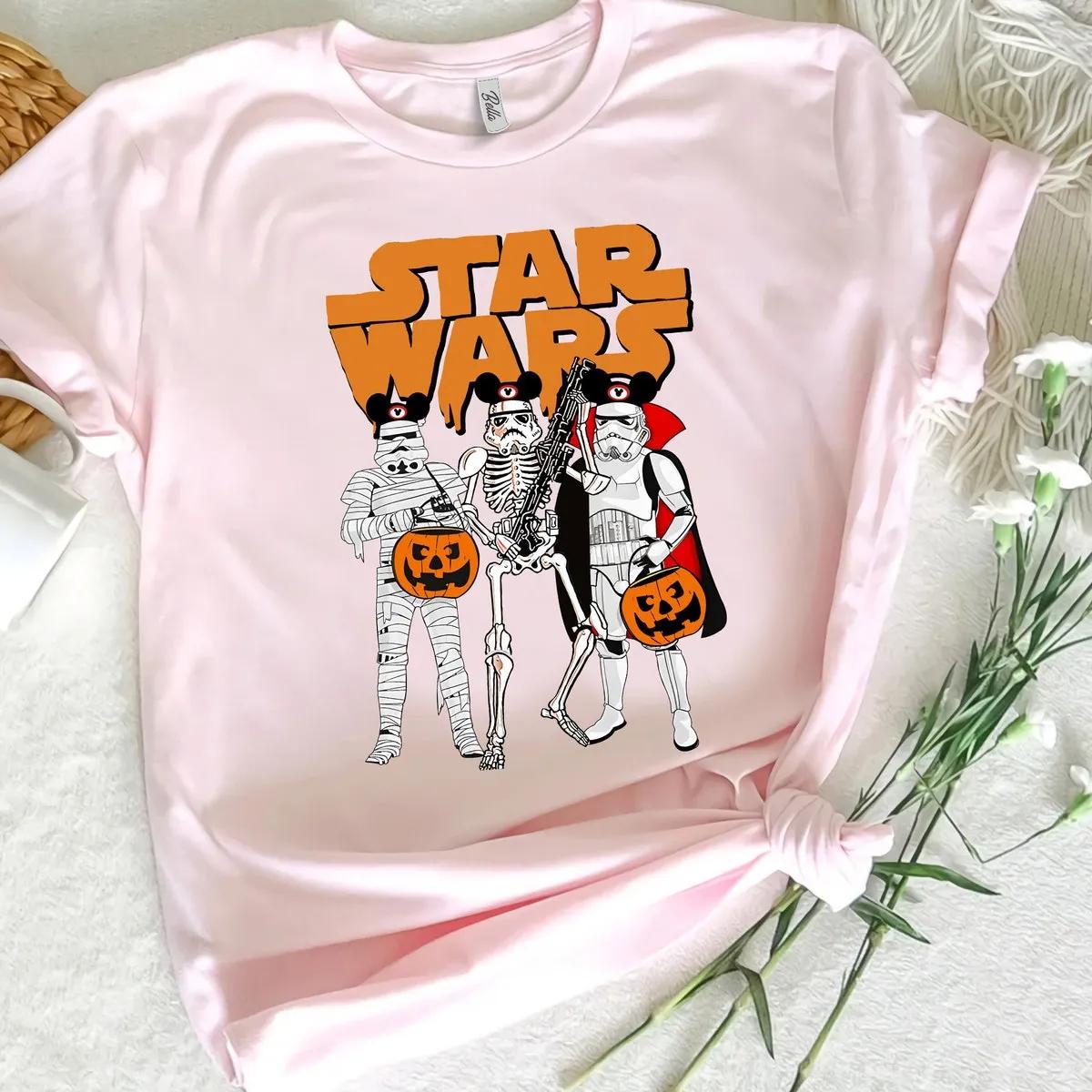 Costume Stormtrooper Skeleton Mickey Ears Halloween Shirt 3