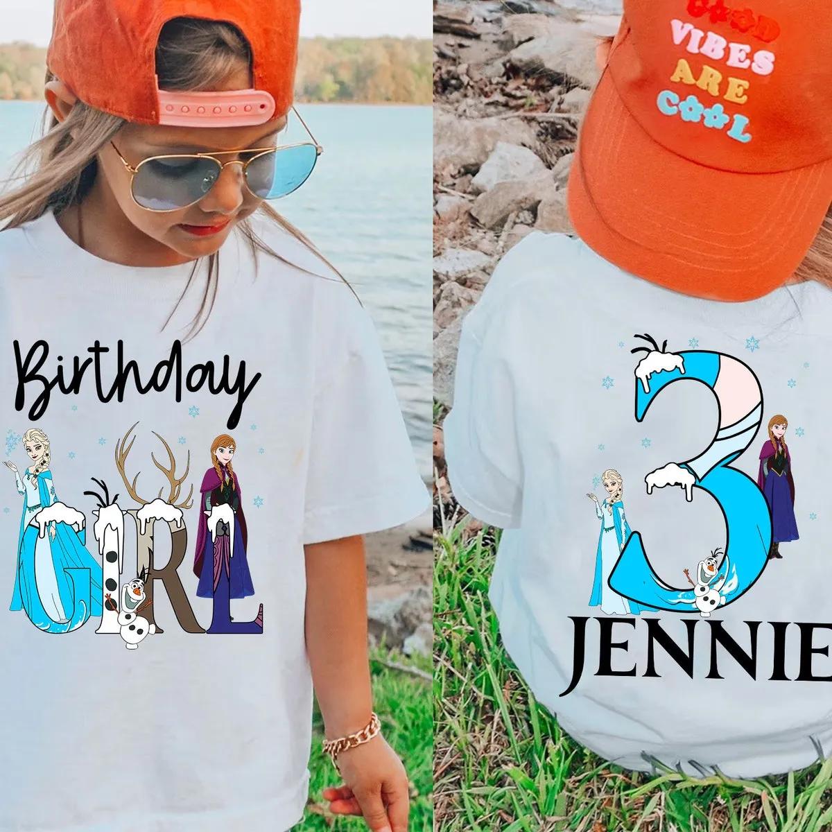 Custom Birthday Boy Girl Frozen Themed Kid Shirt 1