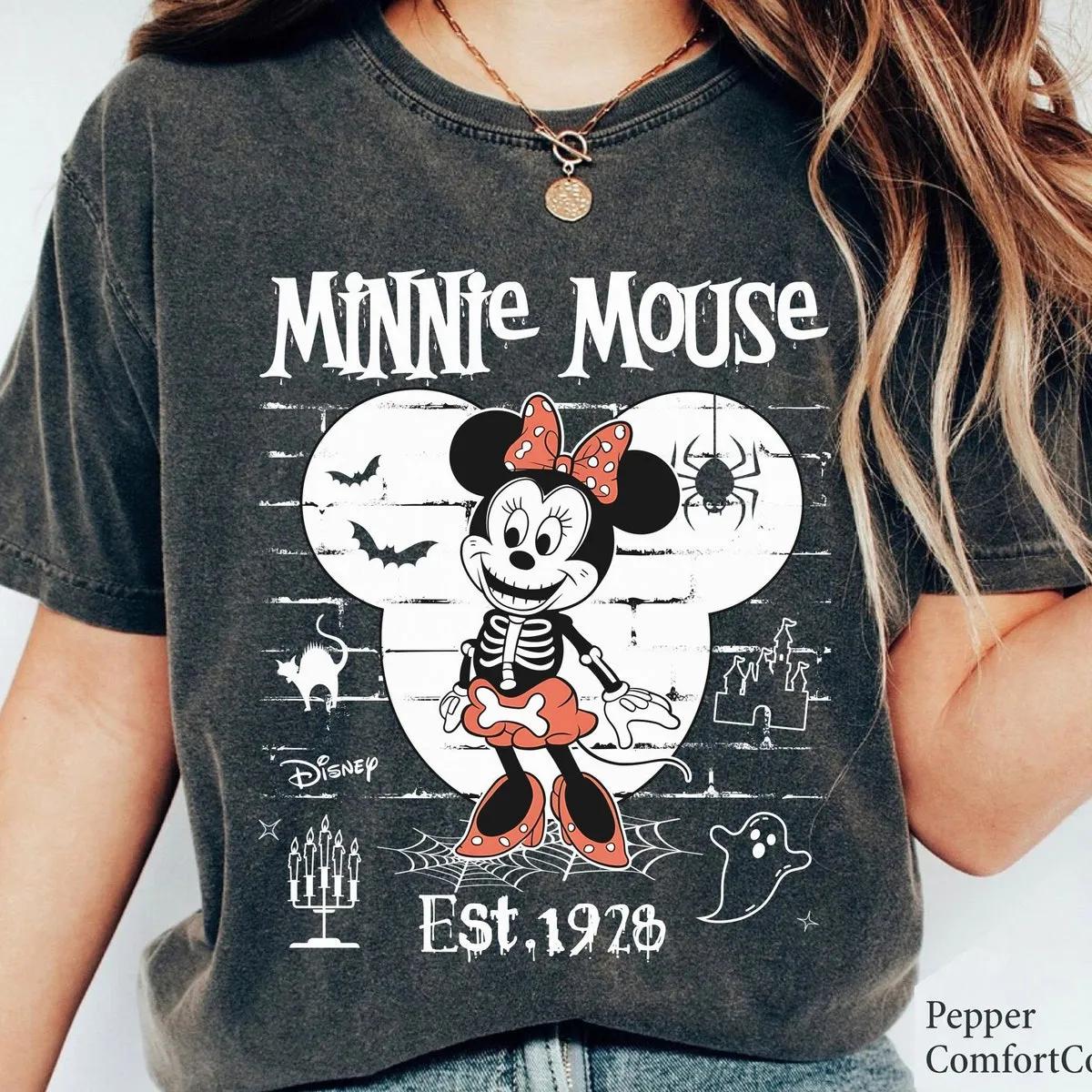 Custom Couple Mickey and Minnie Mouse Skeleton Disney Halloween Shirt 3 1