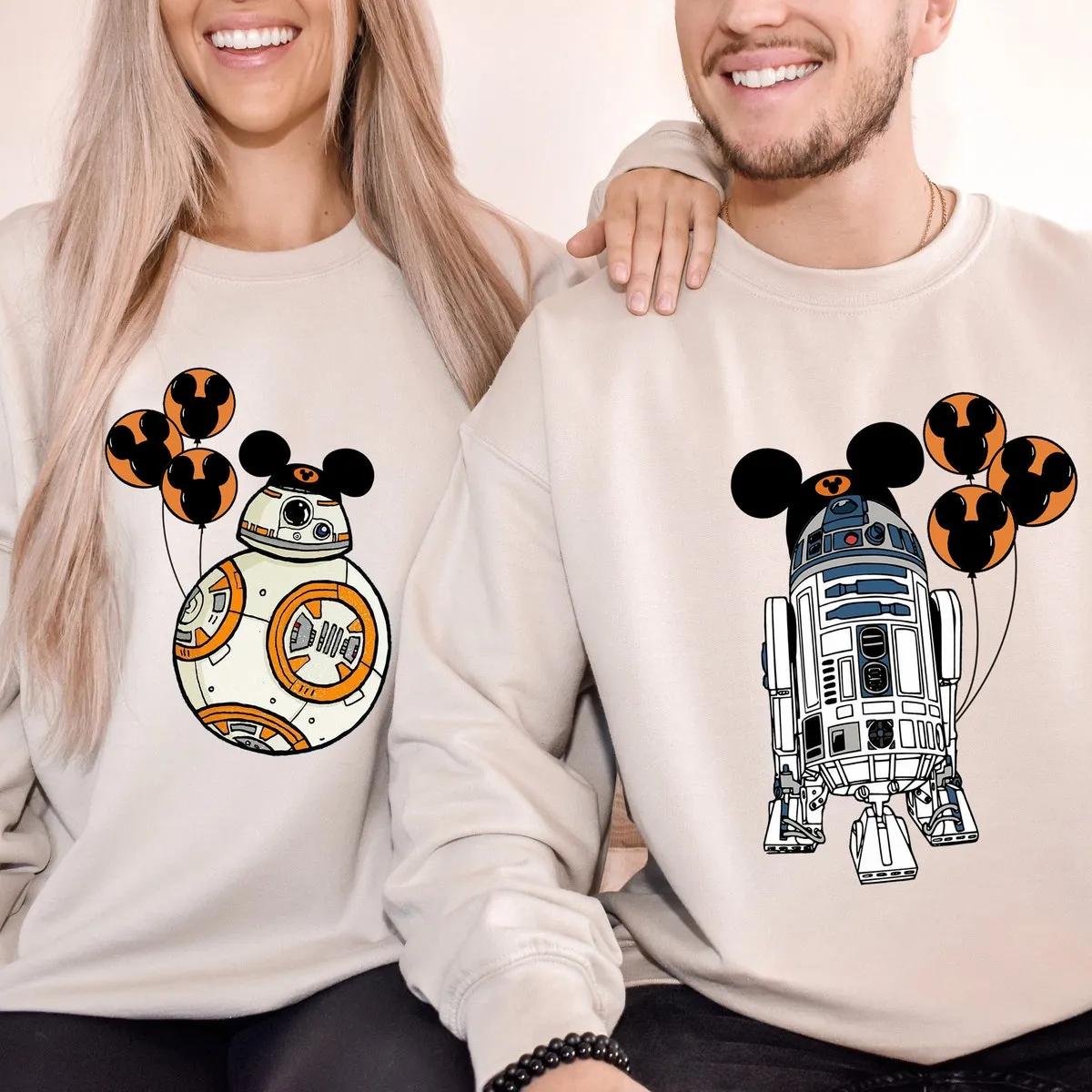 Custom Couple R2D2 and BB8 Shirt Retro Star Wars Halloween Tee 1 1