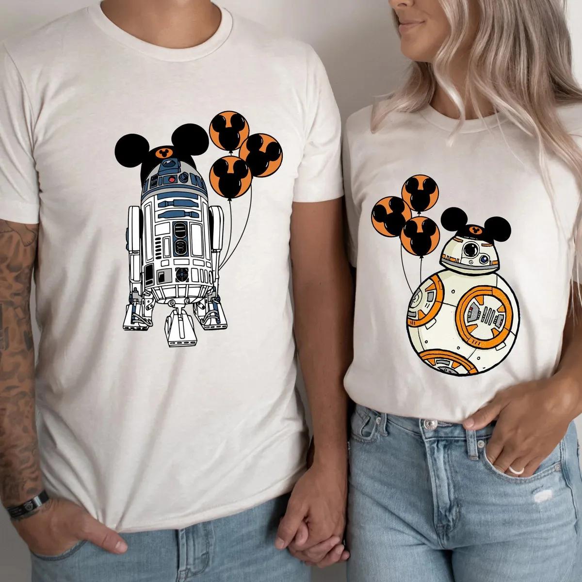 Custom Couple R2D2 and BB8 Shirt Retro Star Wars Halloween Tee 2 1