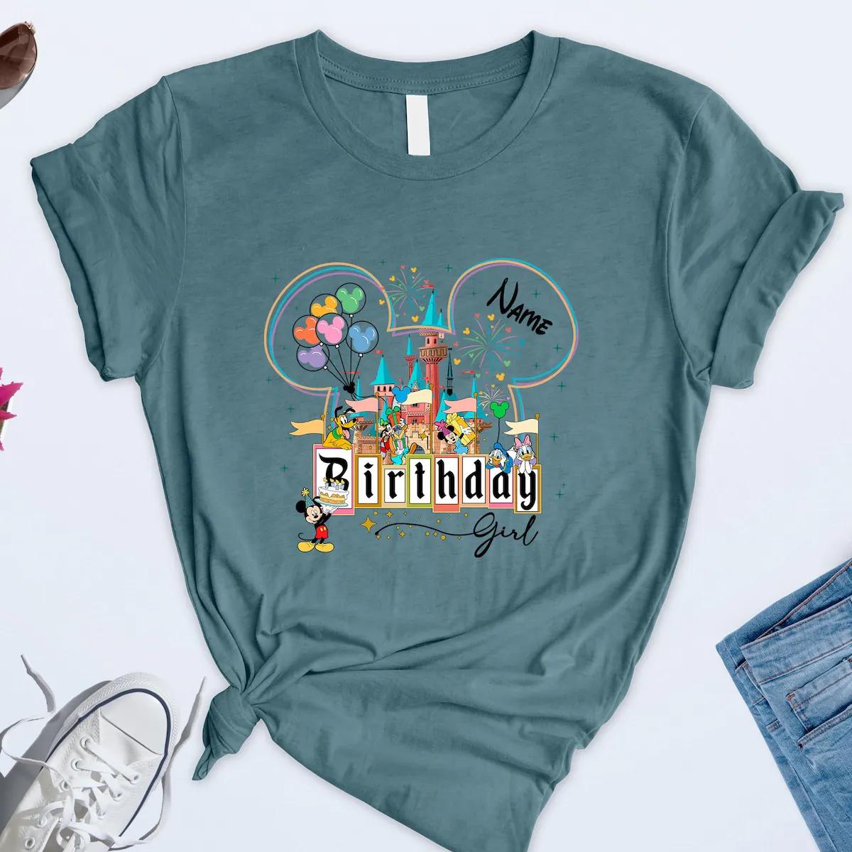 Custom Disney Birthday Girl Shirt Disneyworld Birthday Name Tee 4 1