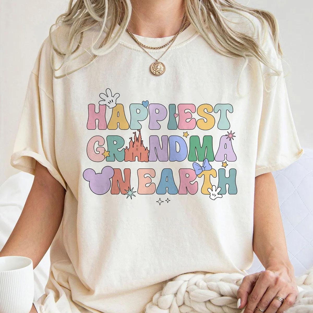 Custom Happiest Grandma on Earth 70s Groovy Disney Shirt 1 1