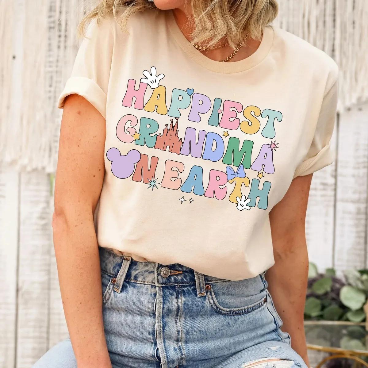 Custom Happiest Grandma on Earth 70s Groovy Disney Shirt 2 1