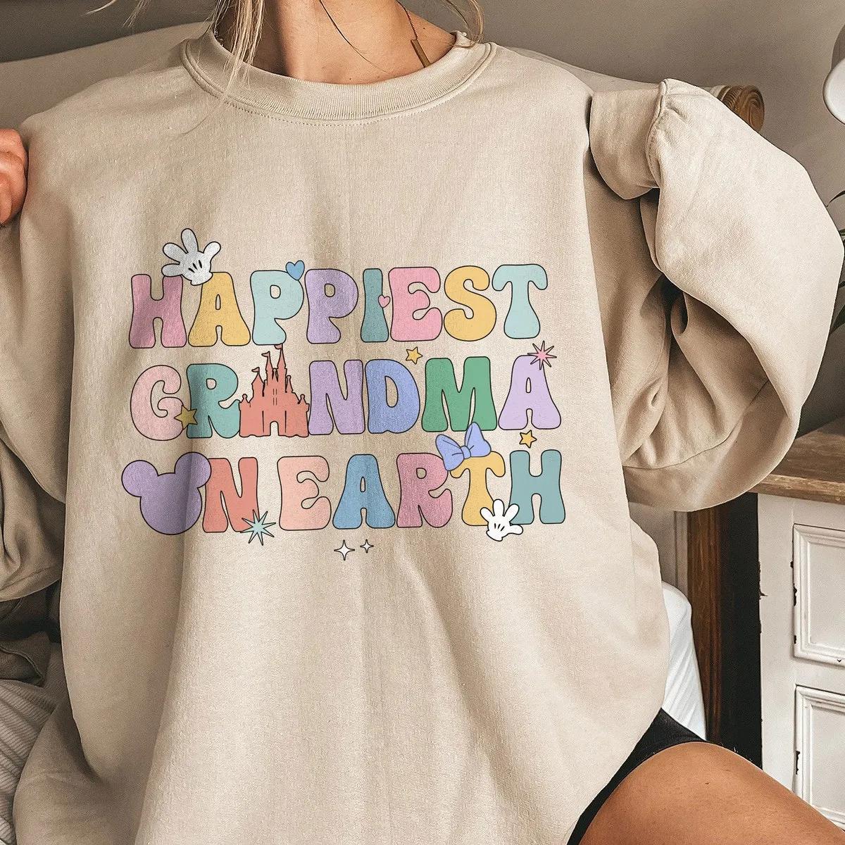 Custom Happiest Grandma on Earth 70s Groovy Disney Shirt 3 1