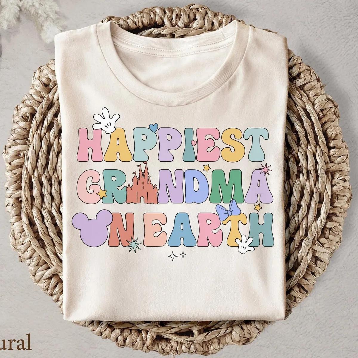 Custom Happiest Grandma on Earth 70s Groovy Disney Shirt 5 1