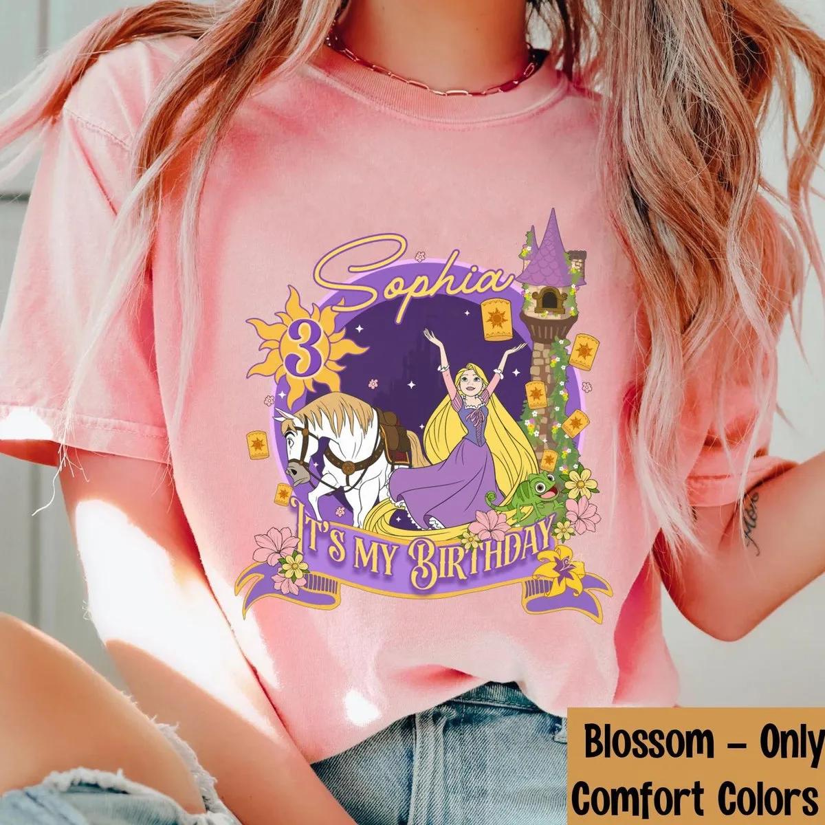 Custom Kid Name Age Rapunzel Princess Its My Birthday Shirt 1