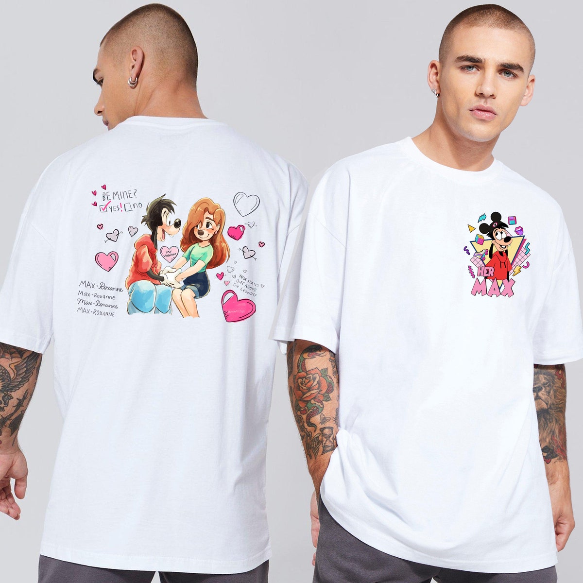 Custom Max And Roxanne A Goofy Movie Matching Couple Two Sided Shirt 3