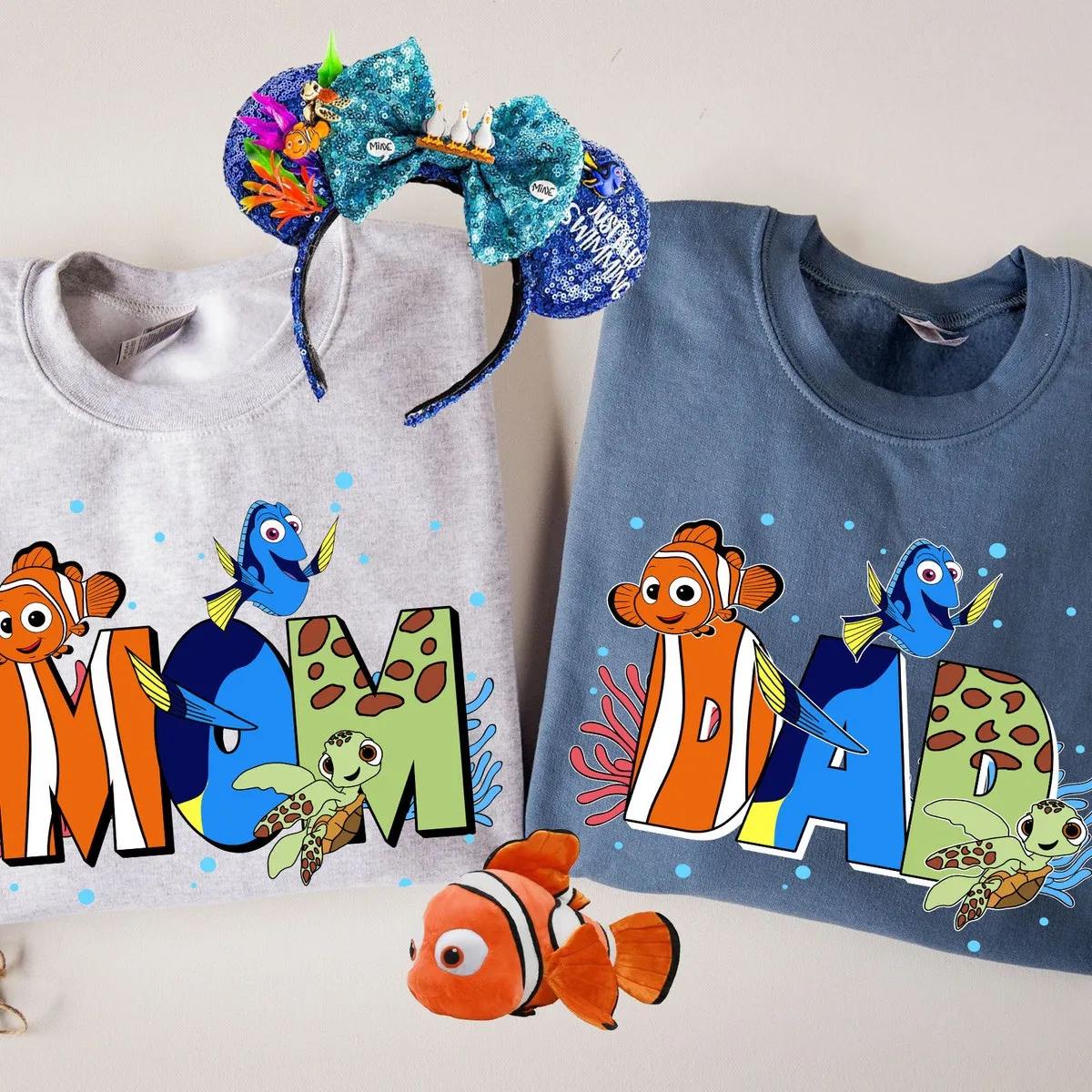 Custom Mom Dad Finding Nemo Themed Shirt 1