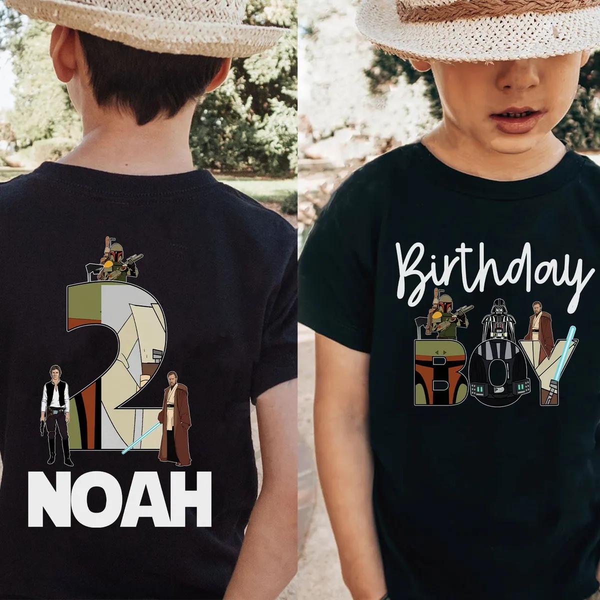 Custom Name Age Star Wars Birthday Boy Girl Kid Shirt 2