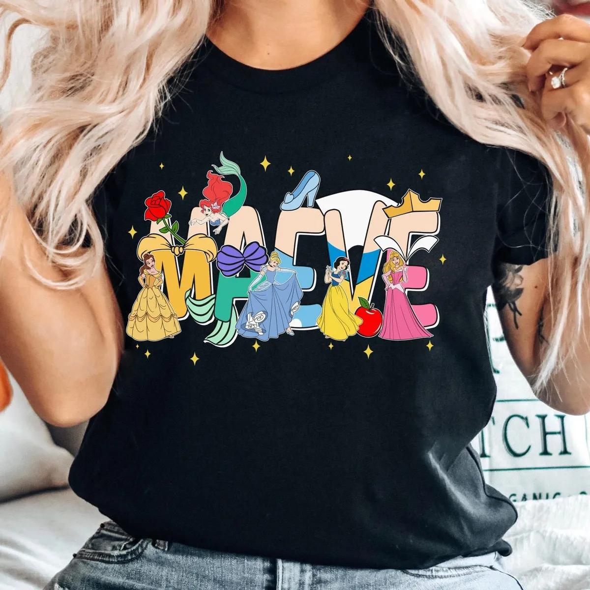 Custom Name Belle Ariel Cinderella Aurora Shirt 1