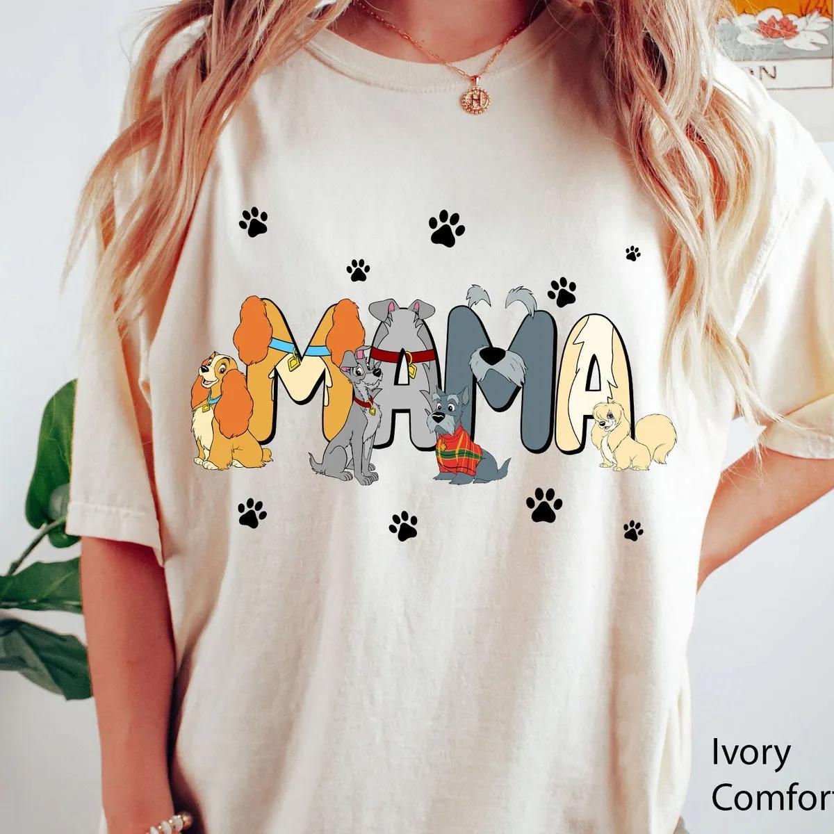 Custom Name Mama Lady And The Tramp Themed Shirt 3