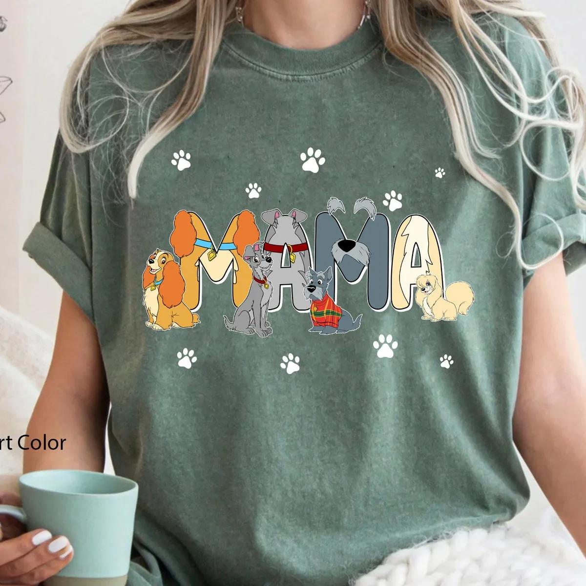 Custom Name Mama Lady And The Tramp Themed Shirt 4