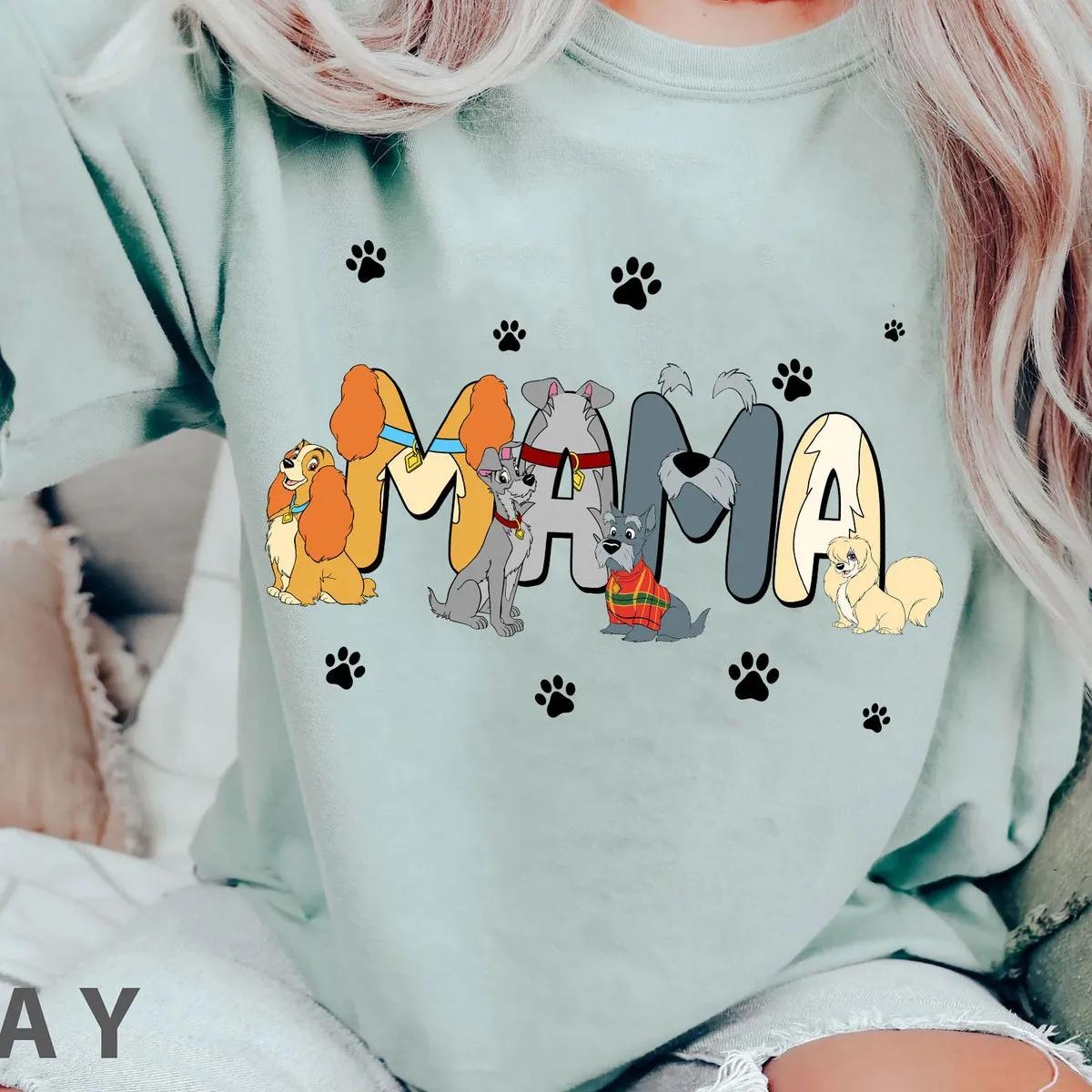 Custom Name Mama Lady And The Tramp Themed Shirt 5