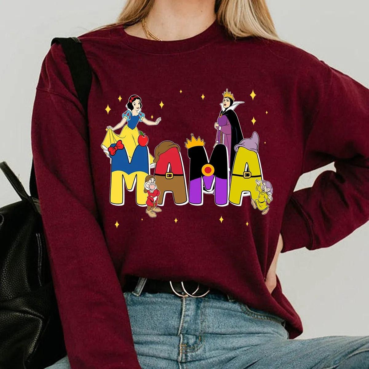 Custom Name Mama Snow White Themed Shirt 4