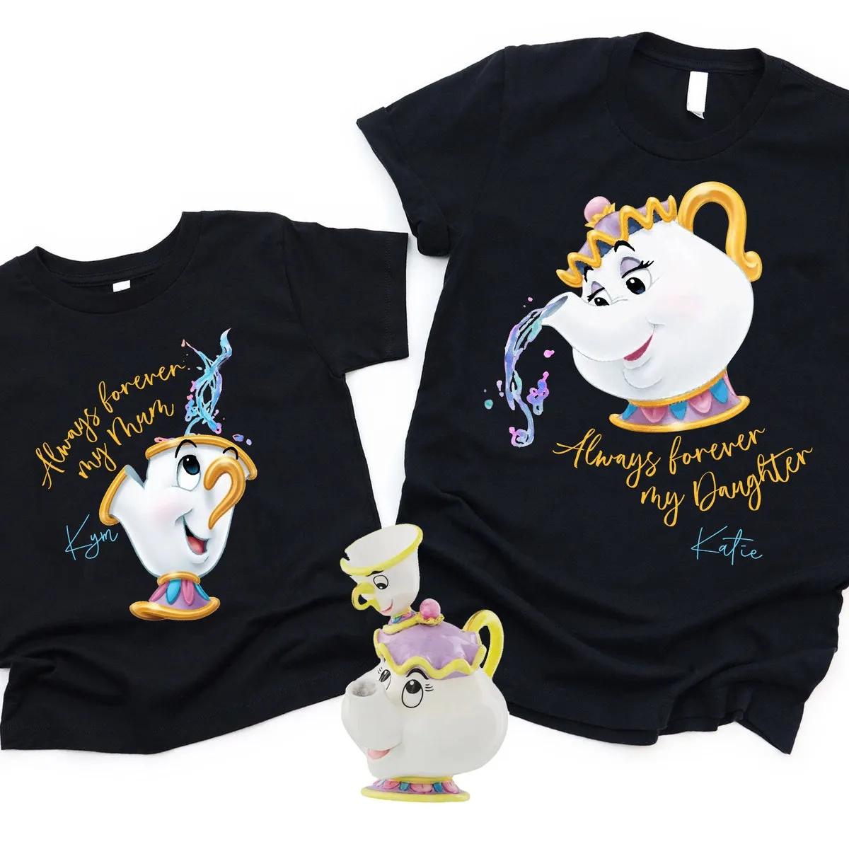 Custom Name Mrs Potts And Chip Always Forever Shirt 2