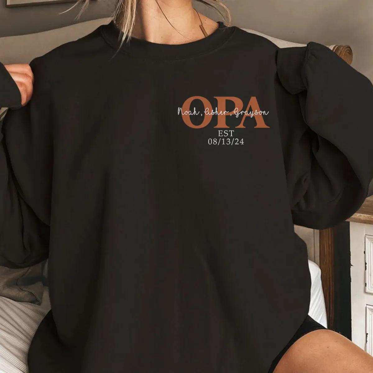 Custom Name Opa Of Children Year Of Birth Fathers Day Shirt 5 1