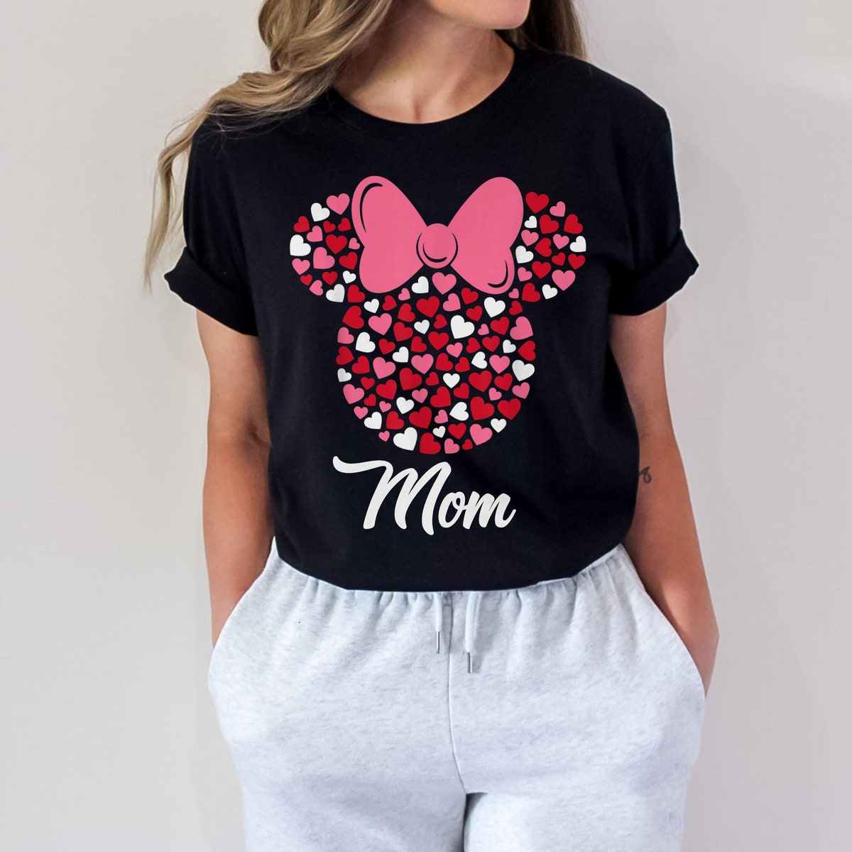 Custom Nana Gigi Lala Minnie Mouse Icon Pink Hearts Shirt 4