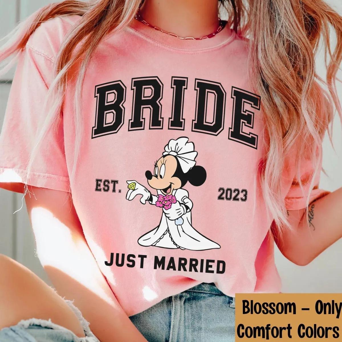 Custom Year Mickey Groom Minnie Bride Just Married Disney Shirt 2 1