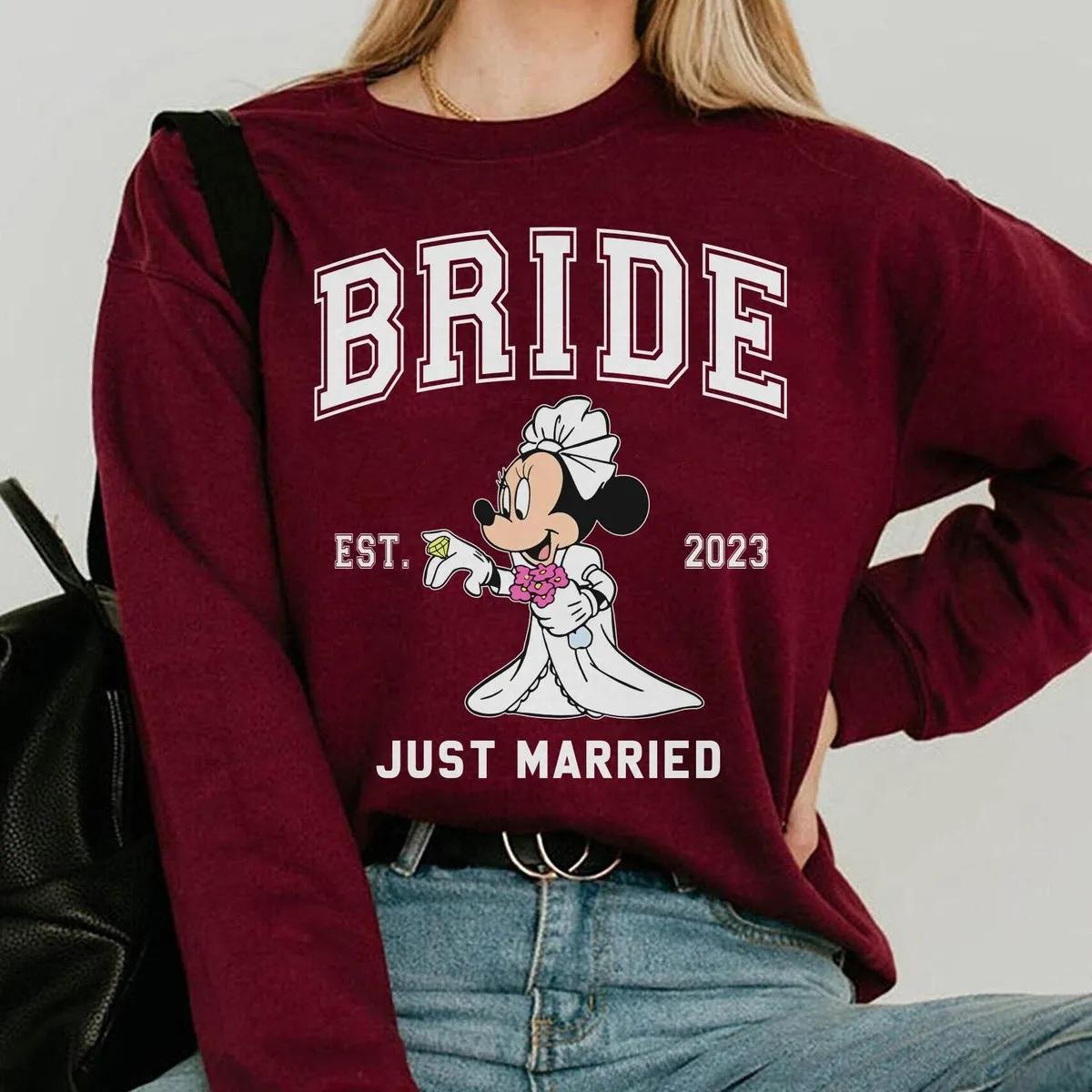 Custom Year Mickey Groom Minnie Bride Just Married Disney Shirt 4 1