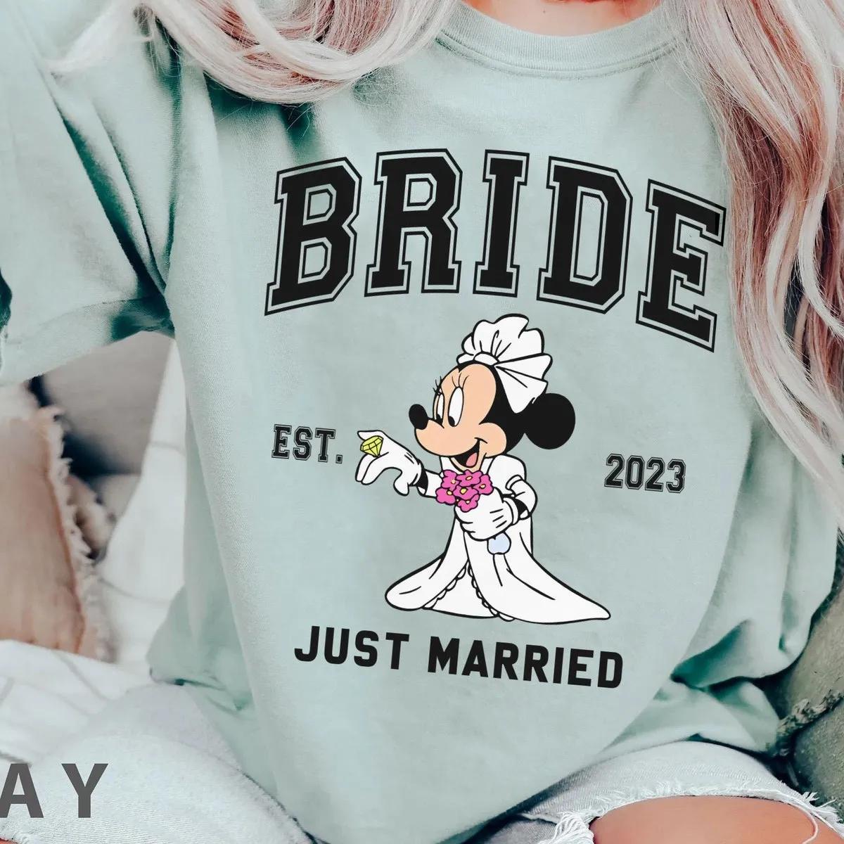 Custom Year Mickey Groom Minnie Bride Just Married Disney Shirt 5 1