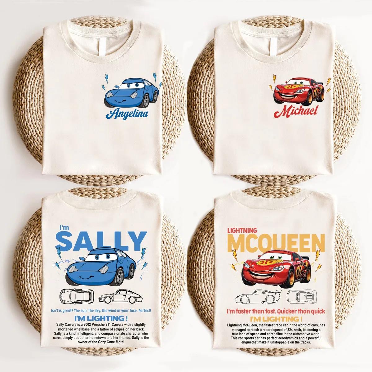 Custome Disney Car Race Shirt Lightning McQueen Sally Cars Tee 1 1