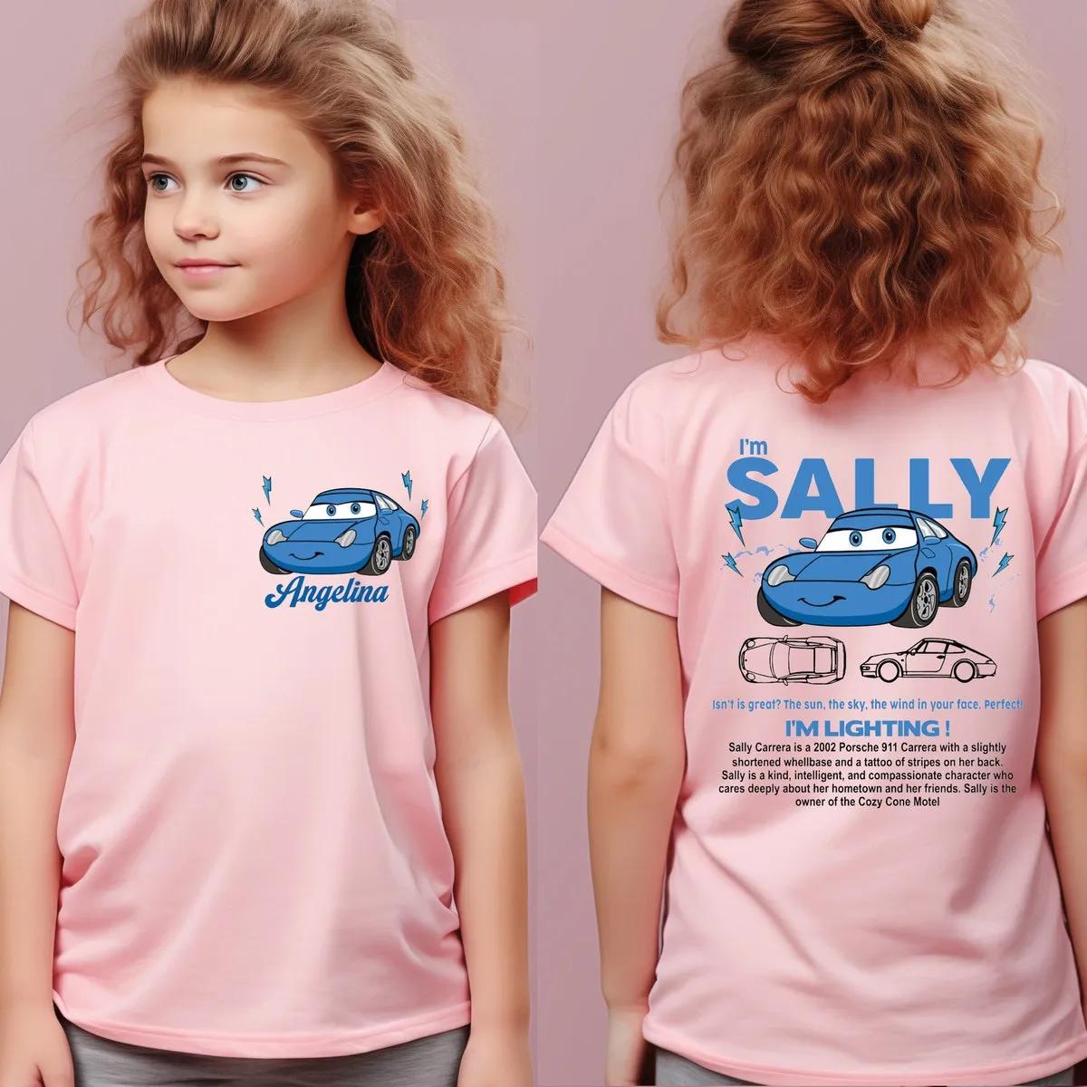 Custome Disney Car Race Shirt Lightning McQueen Sally Cars Tee 2 1