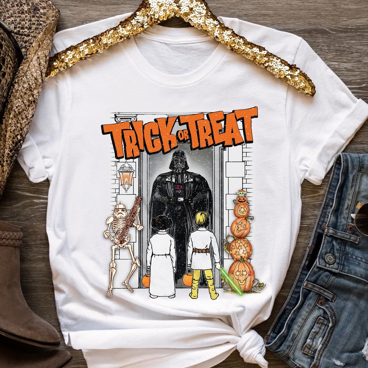 Darth Vader Princess Leia Luke Skywalker Trick Or Treat Star Wars Halloween Shirt 2