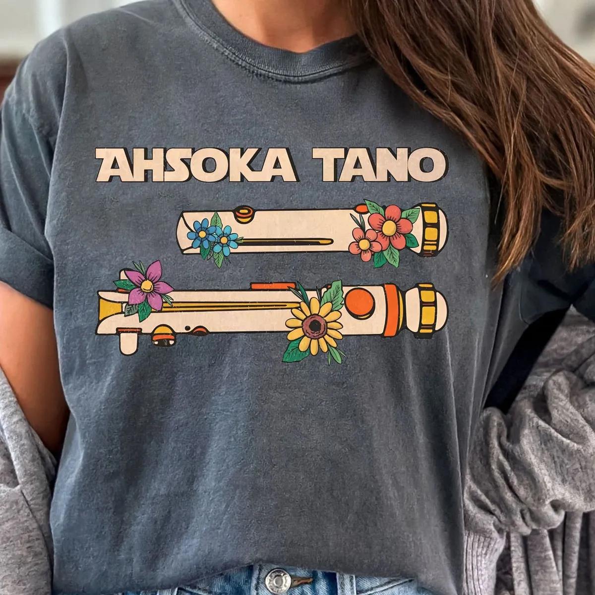 Disney Ahsoka Tano Jedi Lightsaber Floral Star Wars Shirt 3