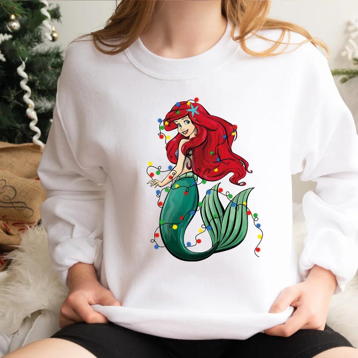 Disney Ariel Mermaid Christmas Shirt Princess Mermaid Tee 2 1