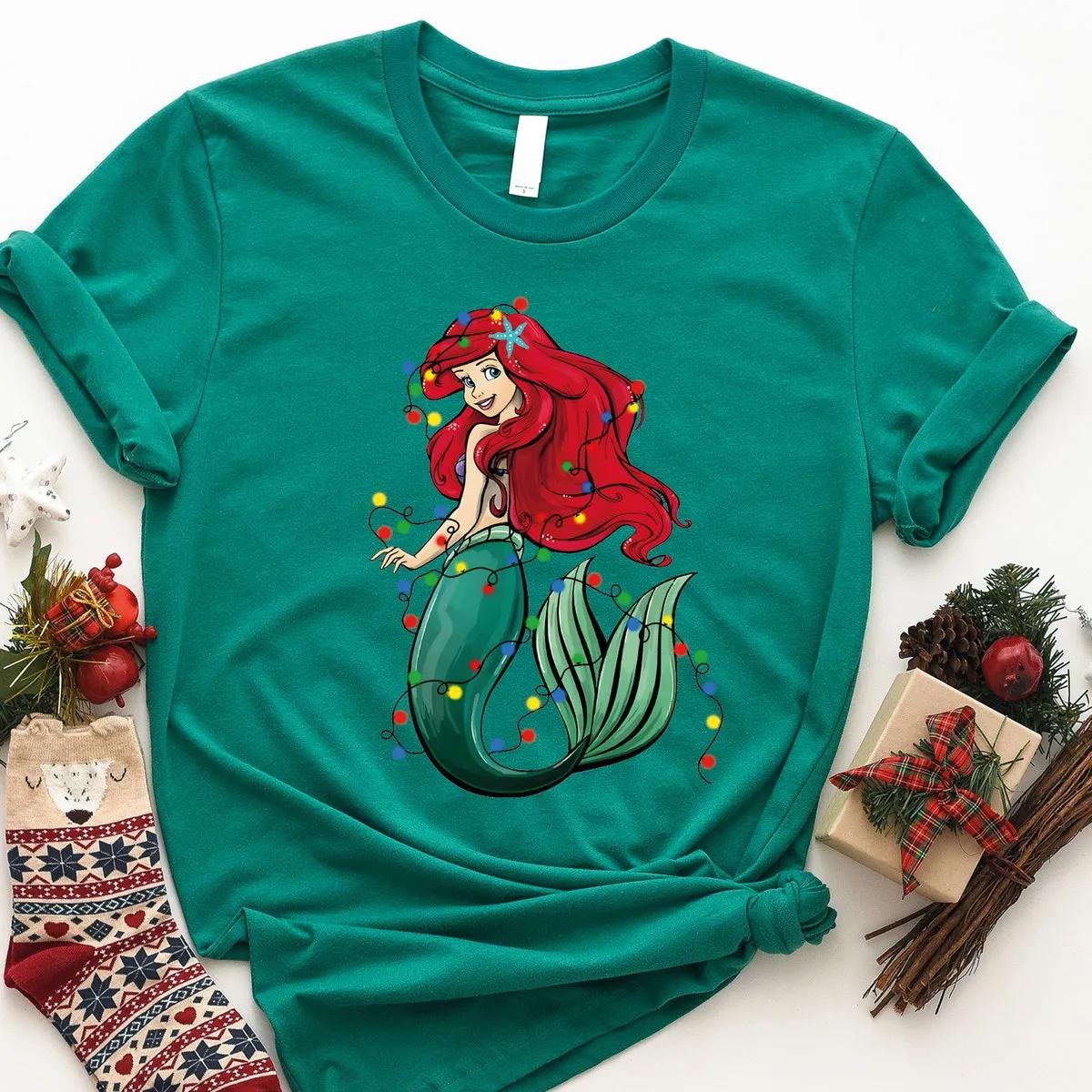 Disney Ariel Mermaid Christmas Shirt Princess Mermaid Tee 3 1