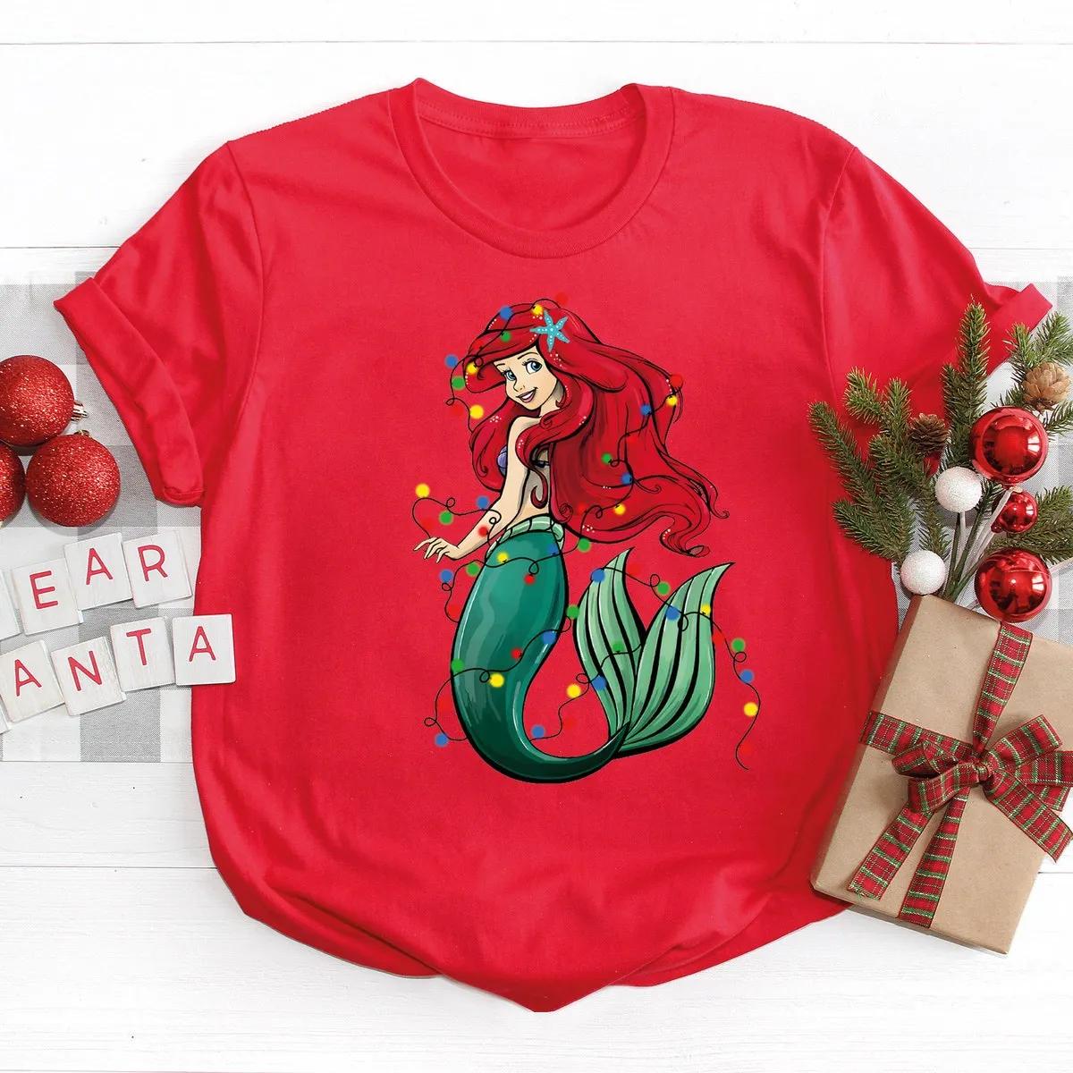 Disney Ariel Mermaid Christmas Shirt Princess Mermaid Tee 4 1