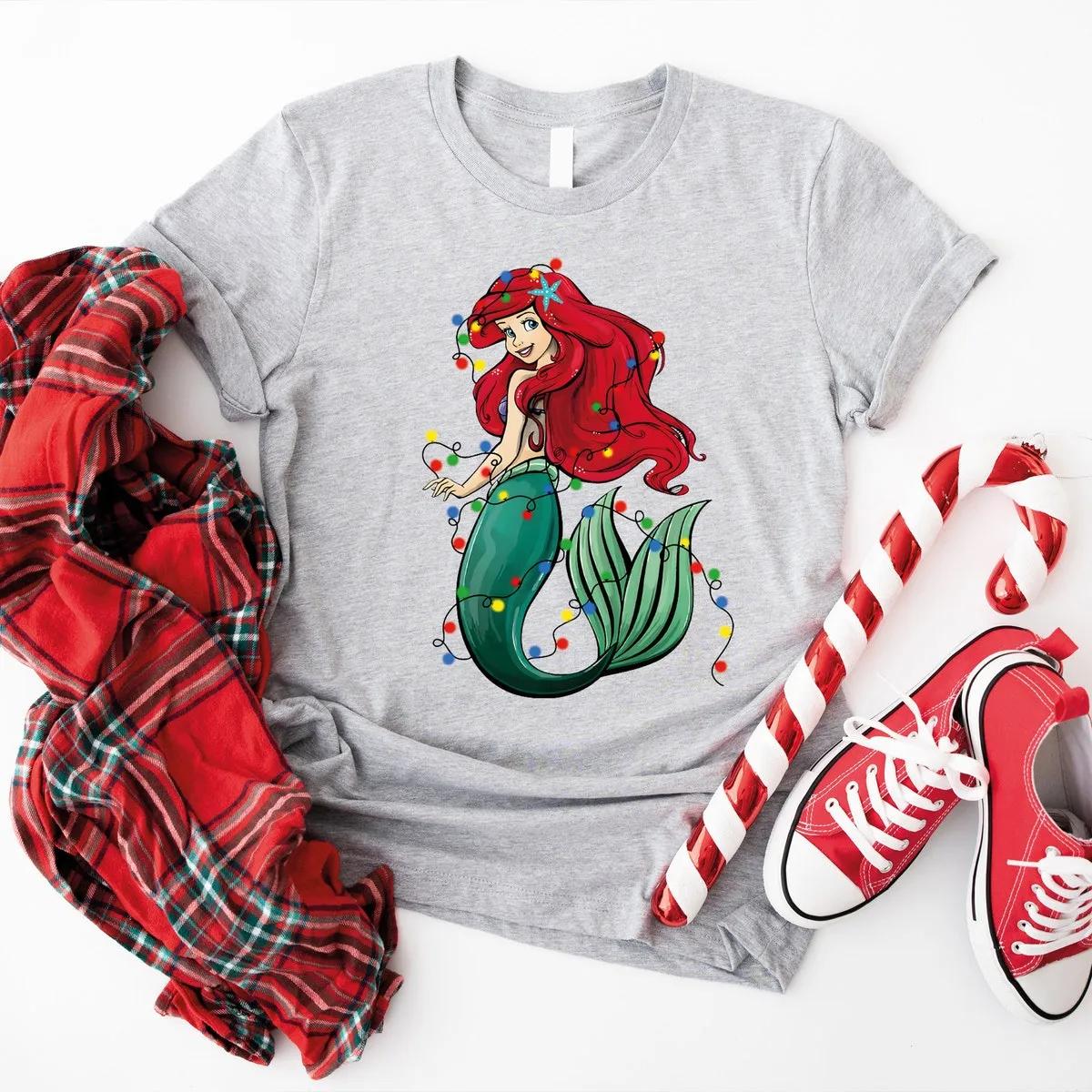 Disney Ariel Mermaid Christmas Shirt Princess Mermaid Tee 5 1