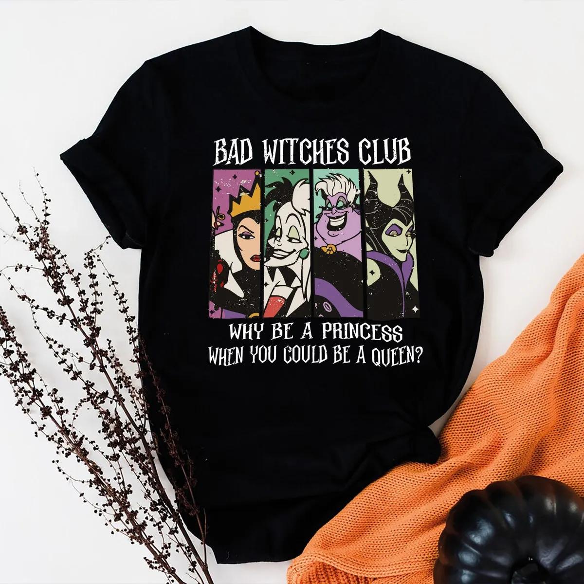 Disney Bad Witches Club Shirt Maleficent Evil Queen Ursula Cruella Tee 1 3